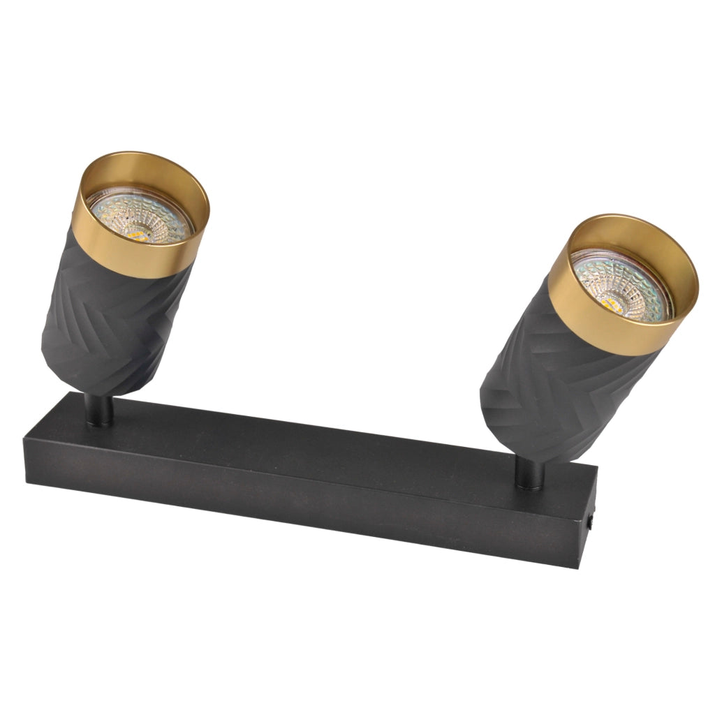 Lampada parete/soffitto 2 luci nero oro GU10 Arras Polux