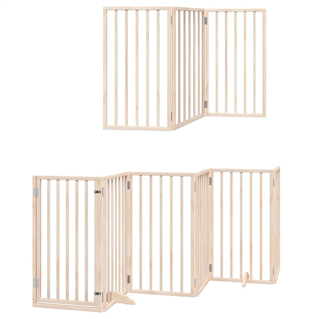 Cancello per Cani con Porta Pieghevole 9 Pannelli 450 cm Pioppo CFW8603731
