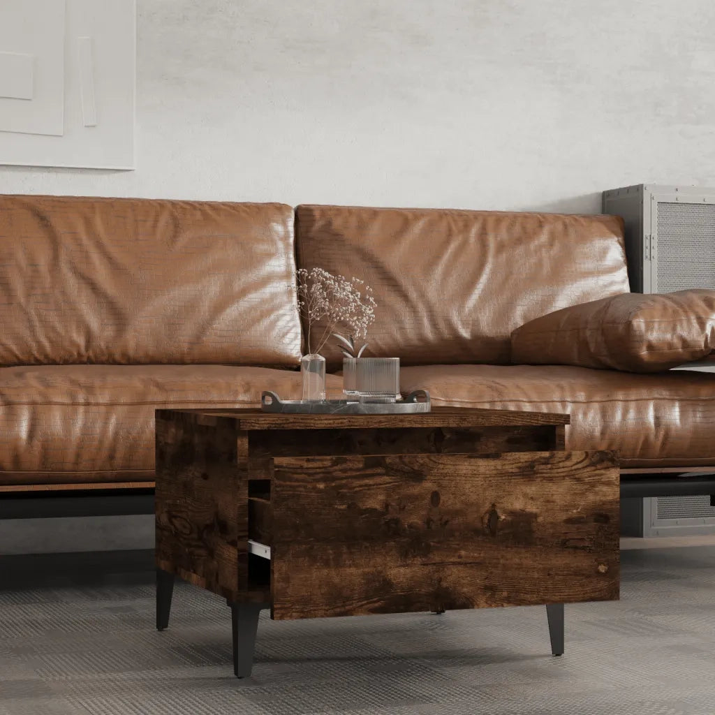 Tavolini 2 pz | Tavolo laterale Rovere Fumo 50x46x35 cm in Legno Multistrato