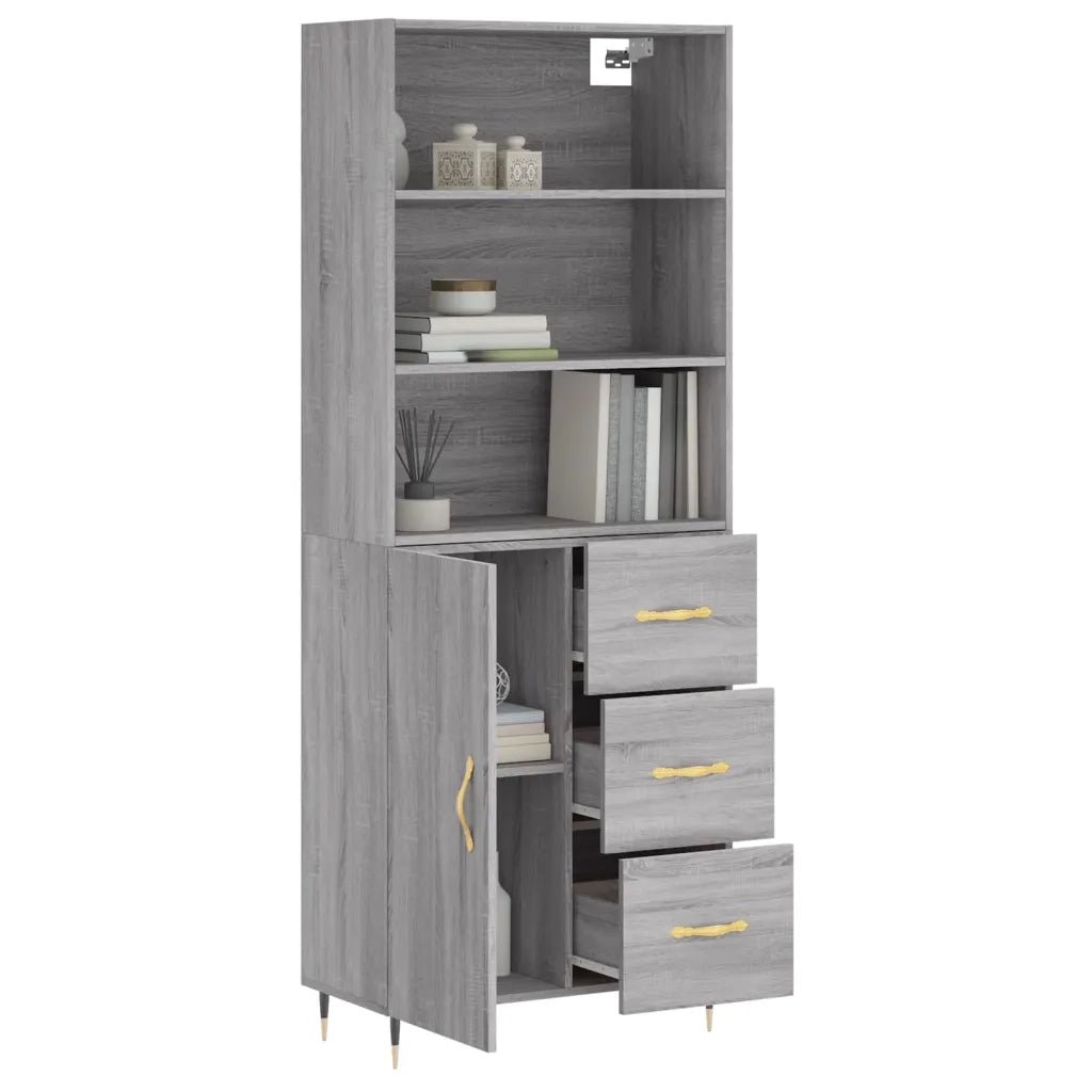 Credenza-Buffet-Armadio da cucina Grigio Sonoma 69,5x34x180 cm in Legno Multistrato 551678