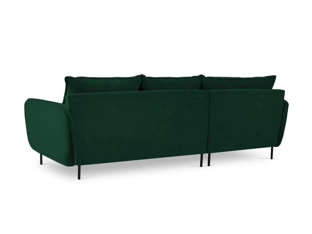 Cosmopolitan Design - Divano angolare sinistro "Vienna" 5 posti in velluto verde bottiglia 