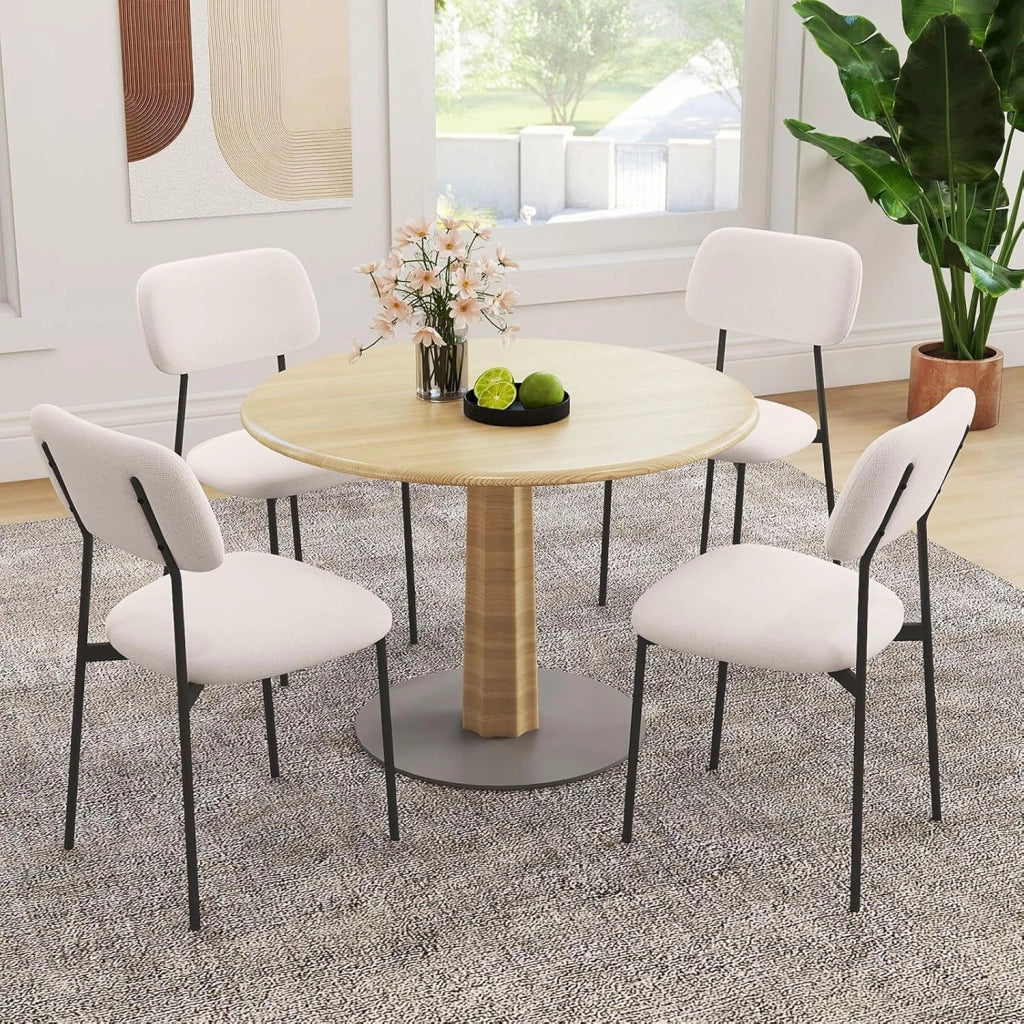 Set di 4 sedie da pranzo moderne con seduta e schienale imbottiti in lino, telaio in metallo, seduta imbottita, carico fino a 150 kg, per casa e ristorante