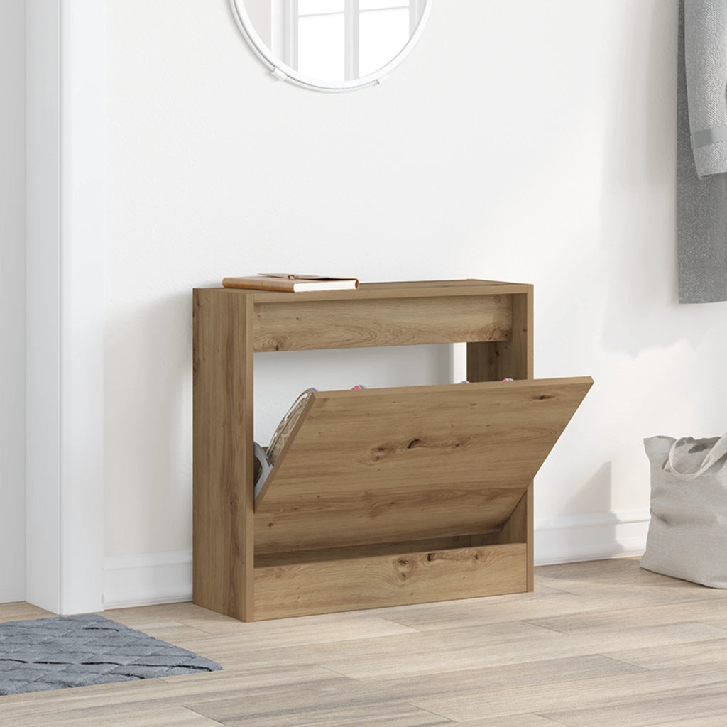 Mobile per scarpe in rovere artigianale 60x21x57 cm in legno ingegnerizzato
