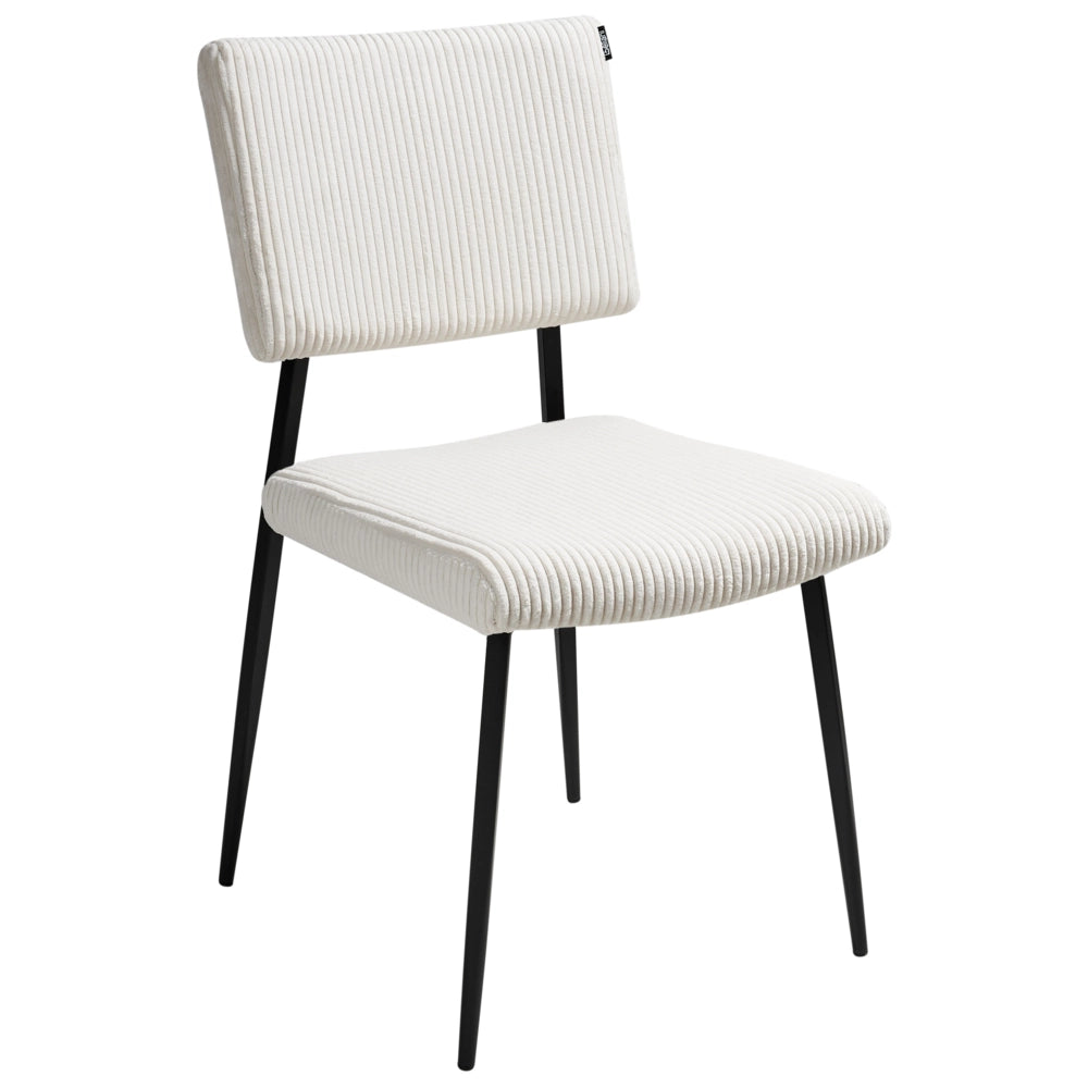 Set di 2 sedie da pranzo in velluto bianco sporco stile retrò seduta rotonda