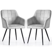 Set di 2 Sedie imbottite con cuciture quadrate LUXANO Grigio gambe nere