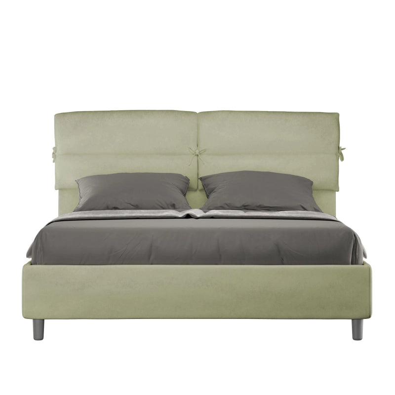 Letto imbottito Matrimoniale 160x210 cm Nandy - Senza rete,Microfibra,Tè verde