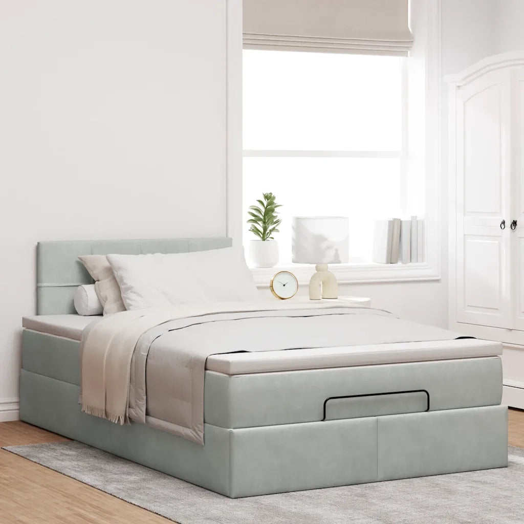 Pouf Letto con Materasso e LED Grigio Chiaro 120x190cm Velluto 3312608