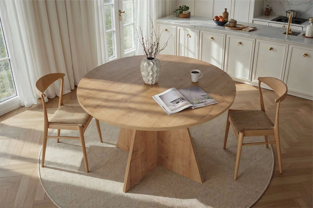 Tavolo da pranzo in legno "Virella" - 120 x 120 x 75 cm - Rovere Zaffiro