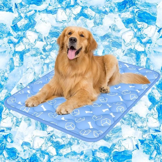 Matto di raffreddamento per cani, senza colorante, denso, lavabile, auto-rinfrescante, freddo, 80 x 110 cm, matto per cani, antiscivolo, morbido, assorbente acqua, inodore, per cani grandi, estate, XL, blu