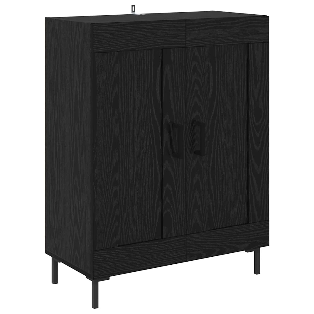 Credenza 2 pz-Set di 2 Buffet-Armadio da cucina Rovere Nero Legno multistrato 421045