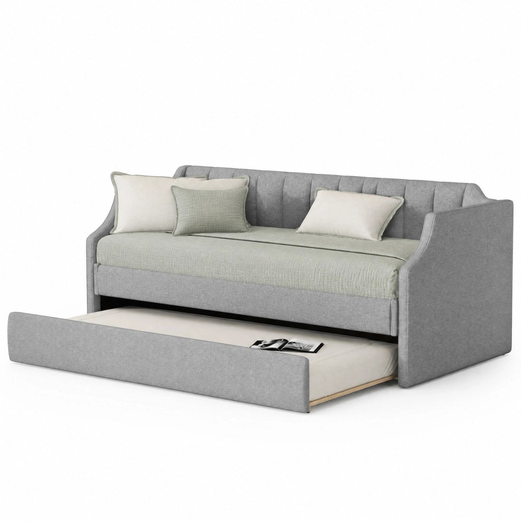 Letto imbottito estraibile grigio 90 x 200 cm con letto ospiti