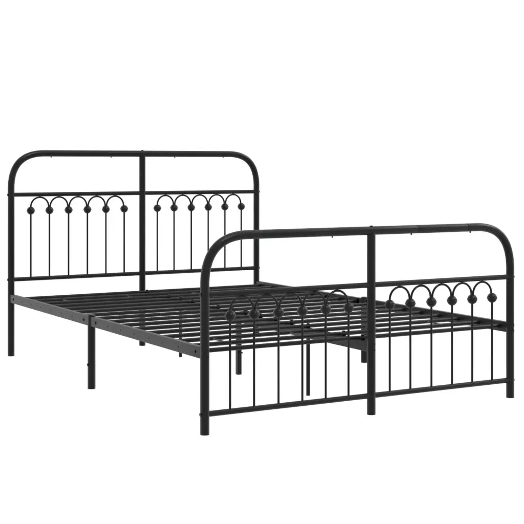 Giroletto con Testiera e Pediera-Struttura Letto Metallo Nero 137x190 cm 178743