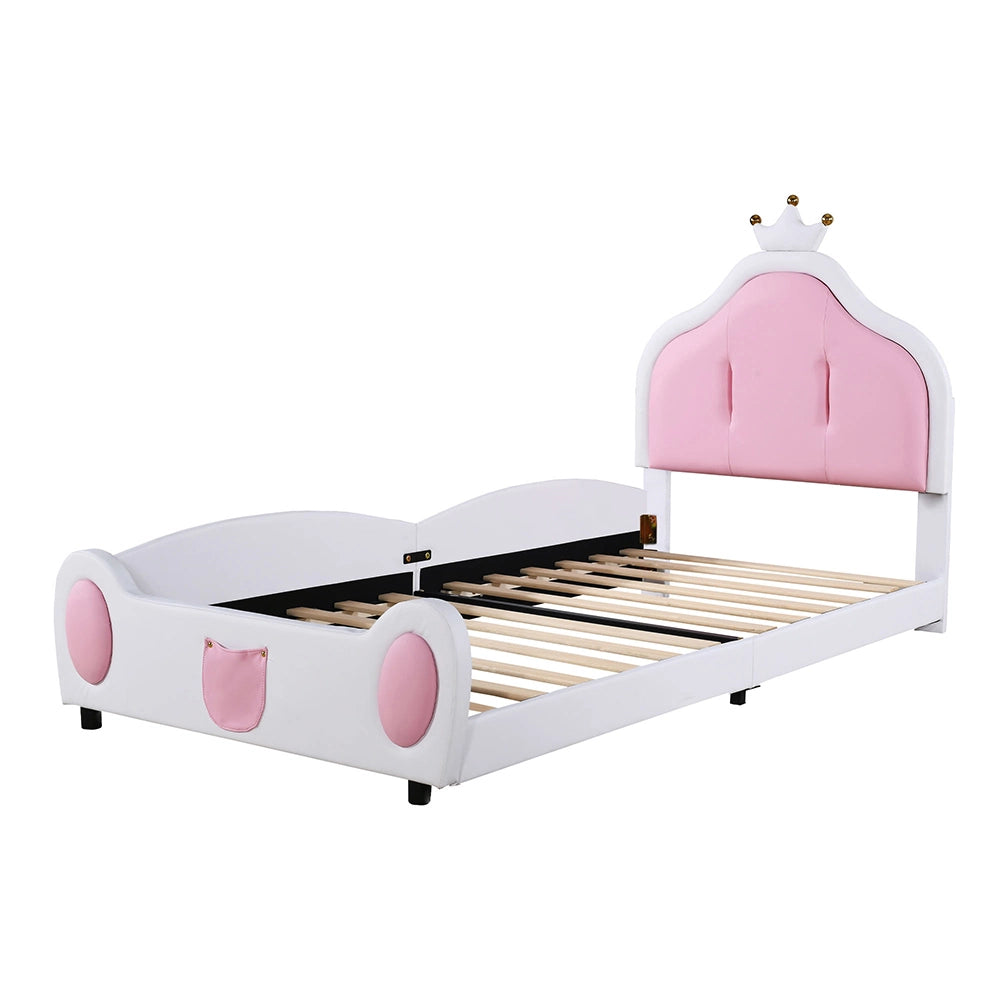 Letto per bambini - Xylo - 90x200 cm - Patchwork bicolore similpelle bianco