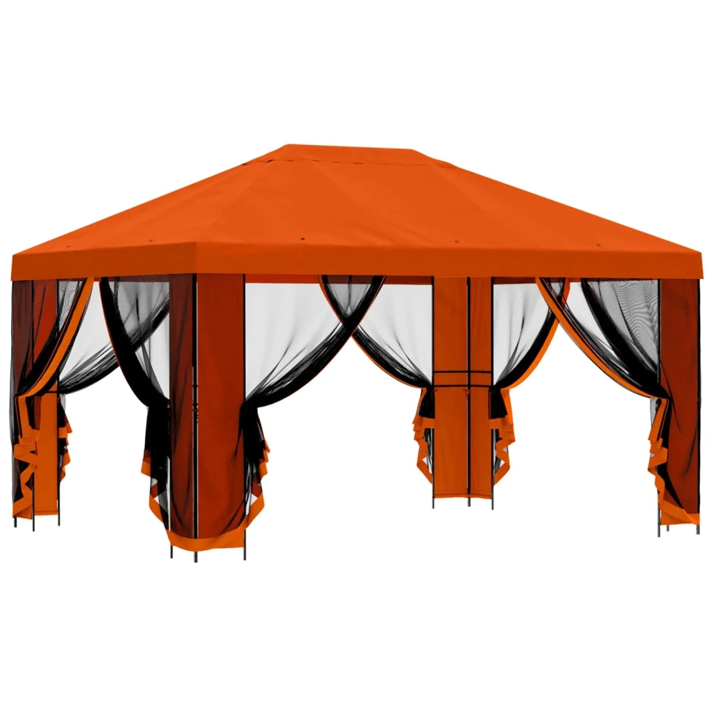 Gazebo | Pergolato da giardino con pareti laterali 4 ¡Á 3 m Arancione