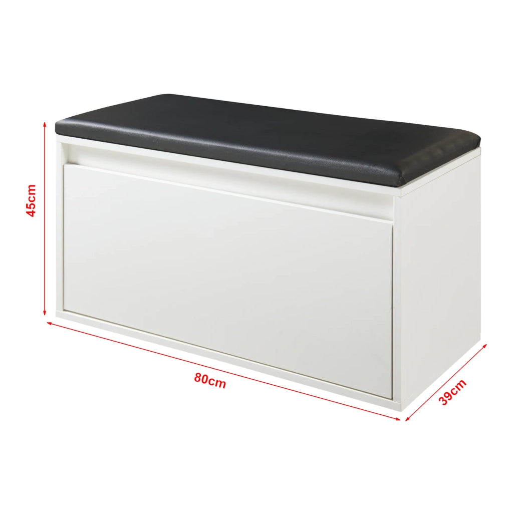 Panca portascarpe 80 x 39 x 45 cm bianco nero 03_0008976