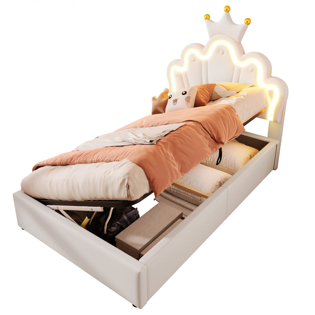 letto imbottito pu bianco 90 x 200 cm