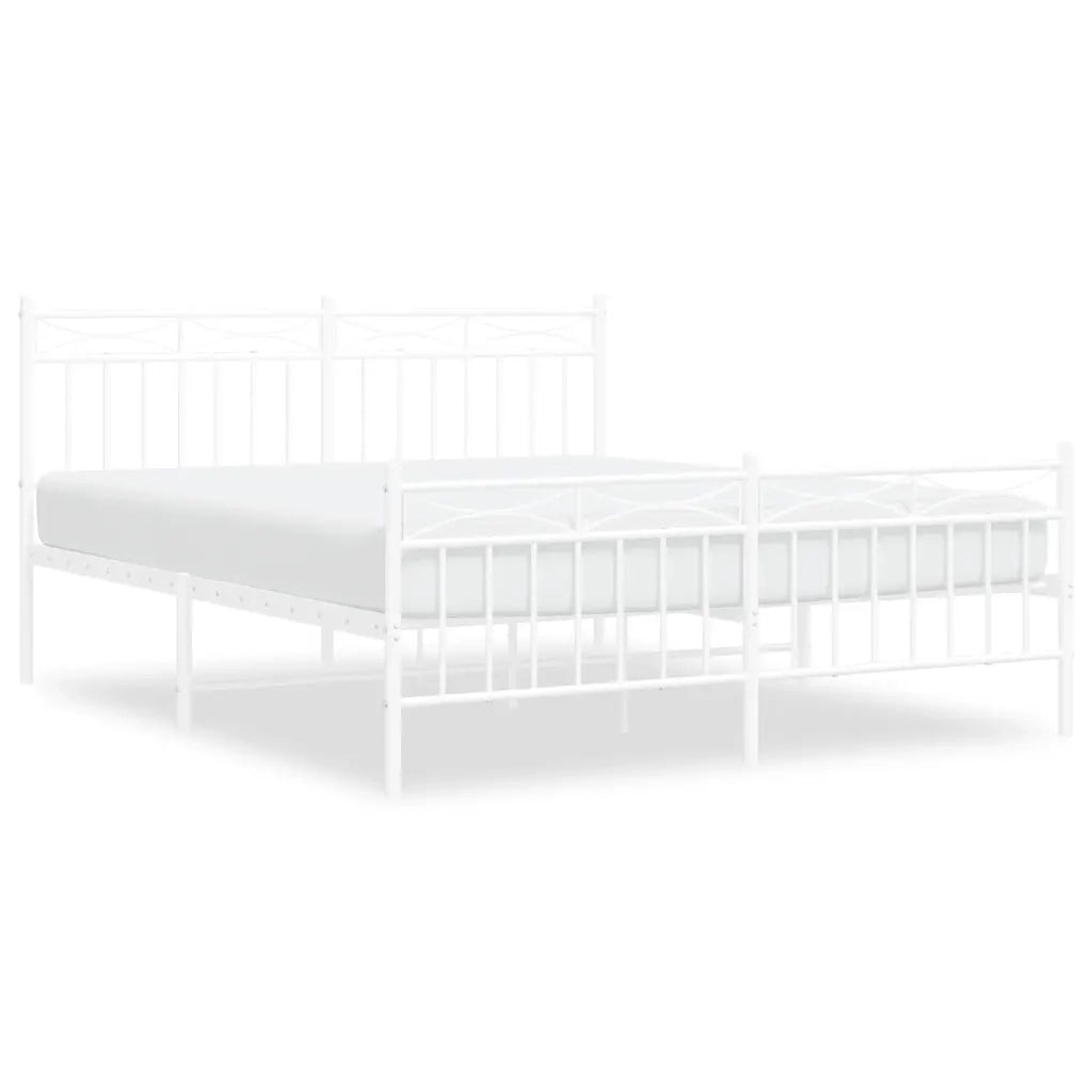 Giroletto con Testiera e Pediera Metallo Bianco 150x200 cm 373760