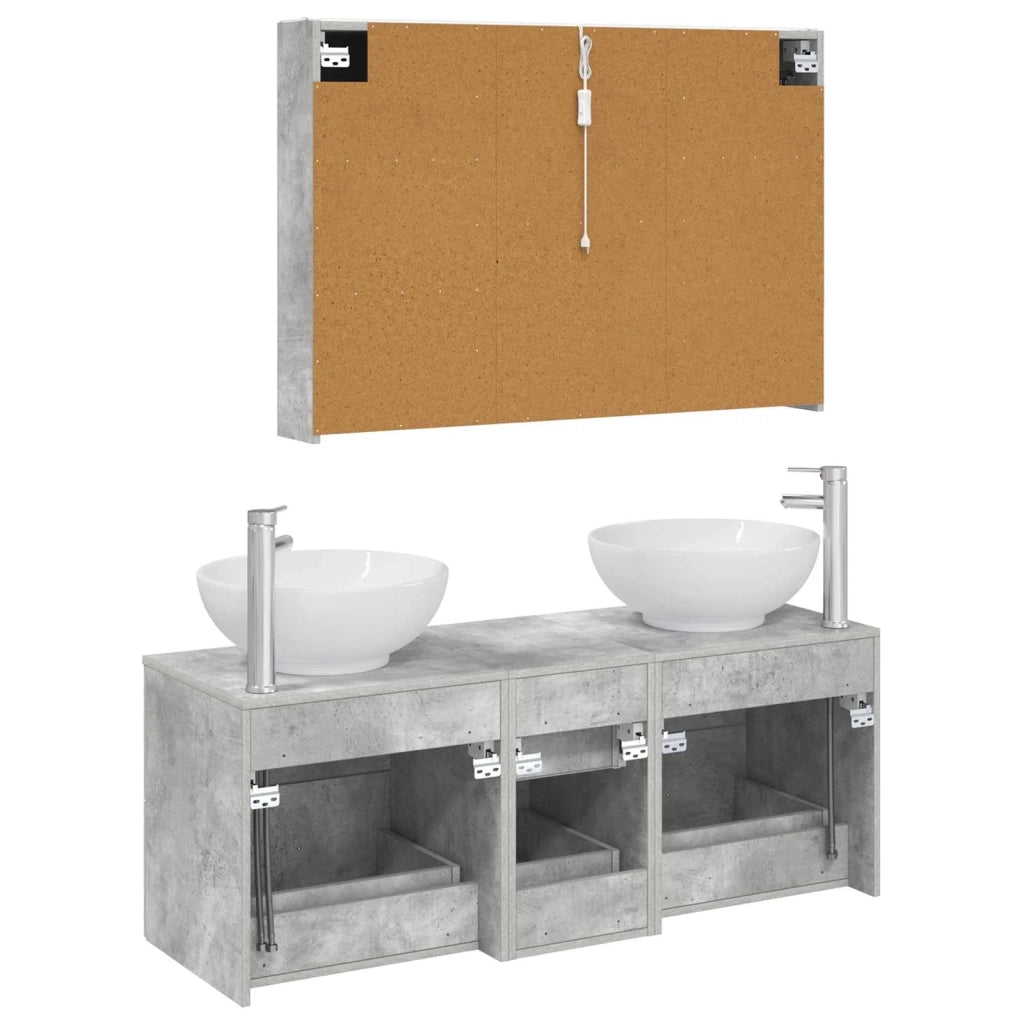Set di mobili per il bagno 4 pcs Grigio Cemento 3406986