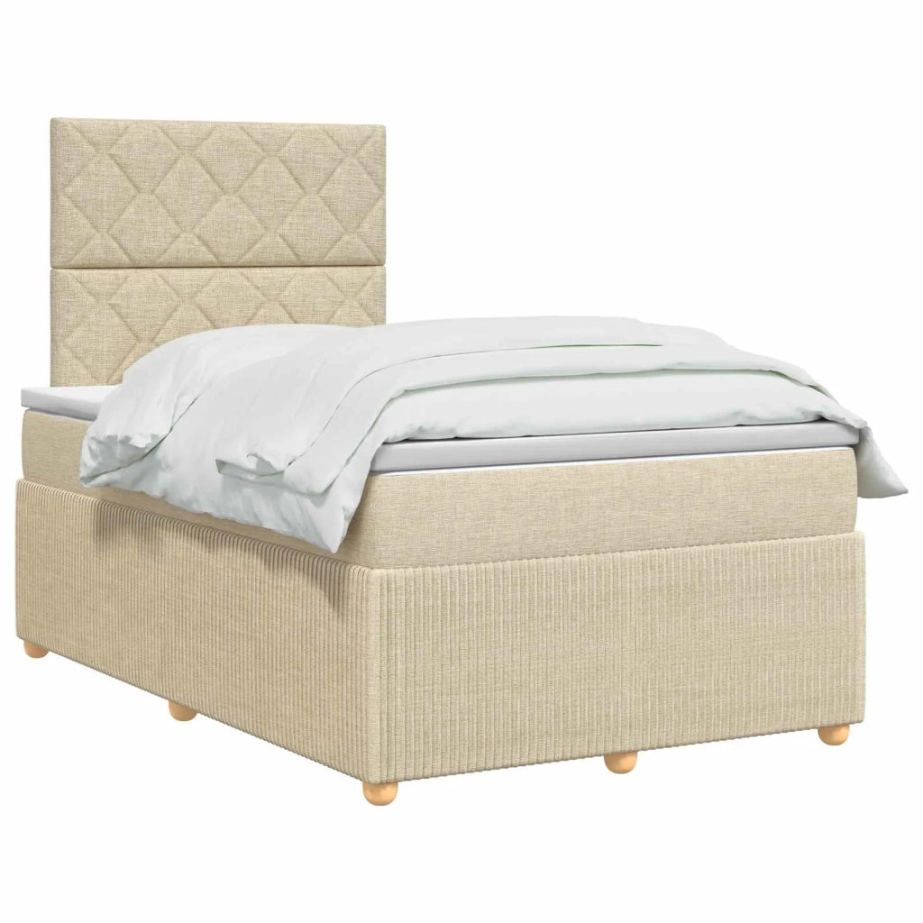 Letto box spring con materasso Crema 120 x 200 cm Tessuto 3454380