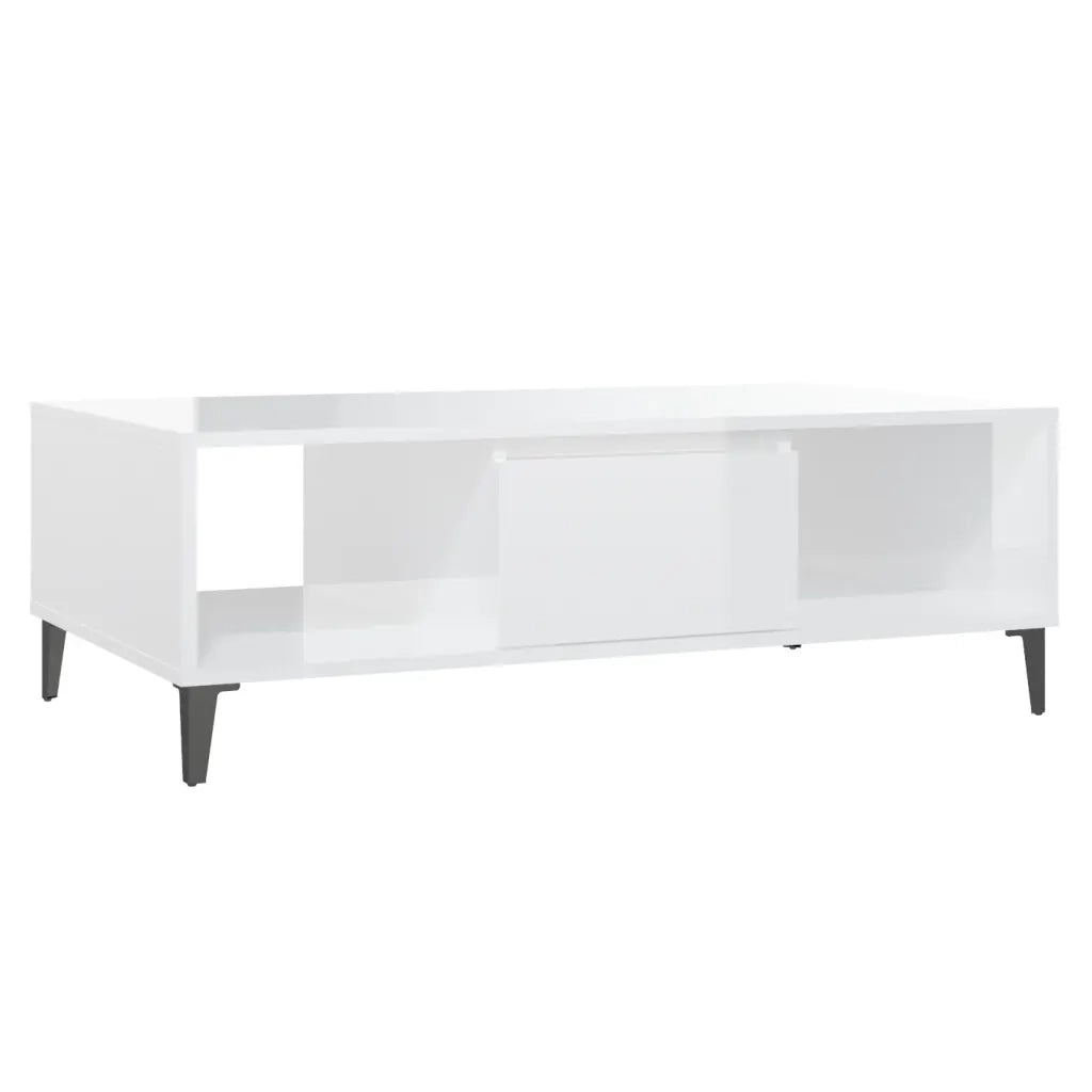 Tavolino salotto | Tavolino da caff¨¨ | Tavolino da Soggiorno Bianco Lucido 103,5x60x35 cm Legno Multistrato