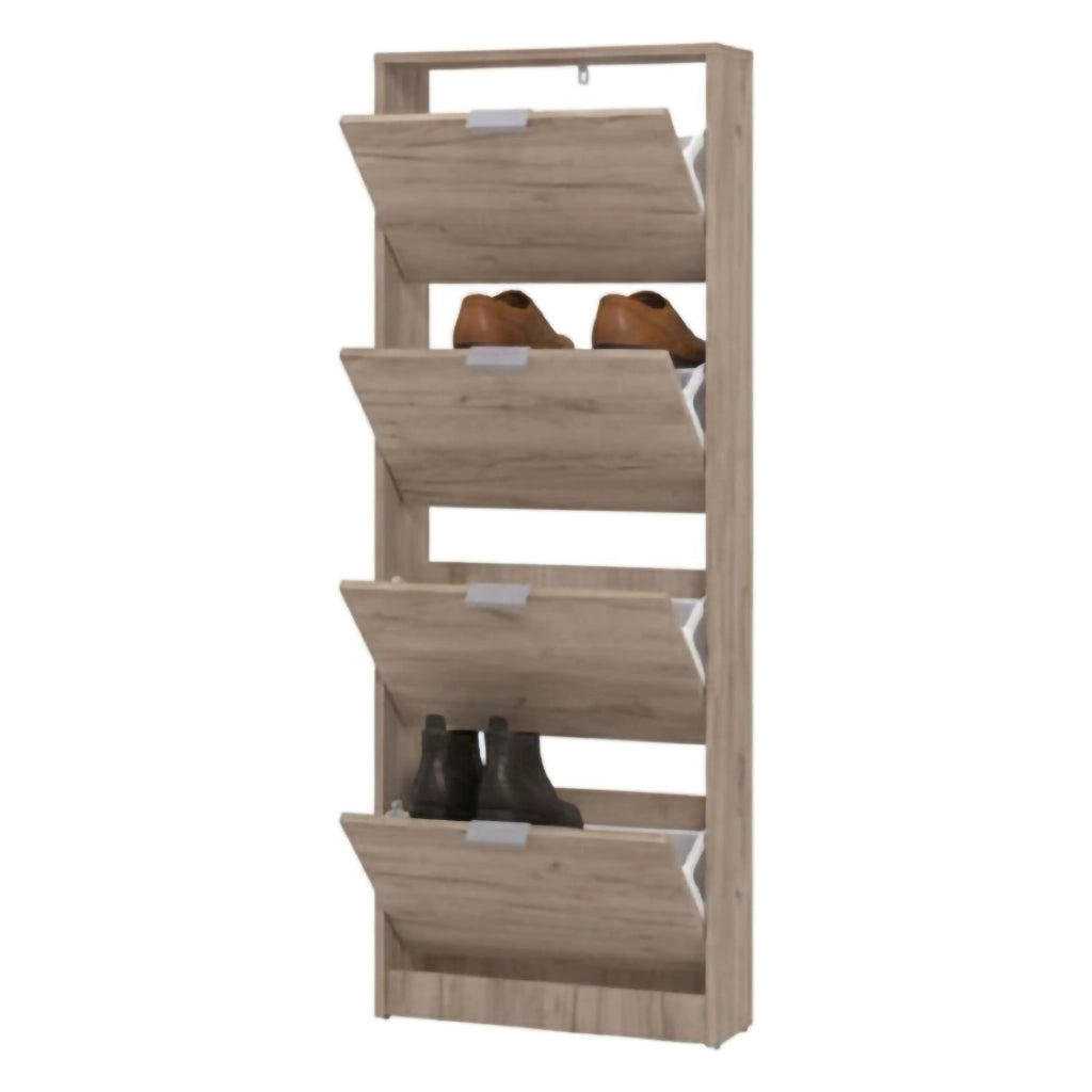 Mobile Portascarpe Pesche, Scarpiera un Ripiano, 58x18x155.5h cm Marrone Rovere Scuro