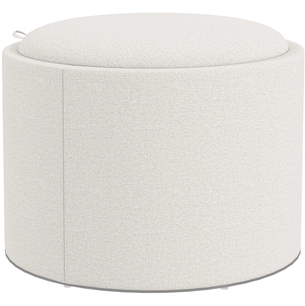 Pouf rotondo 56 x 42 cm avorio con vano contenitore e vassoio sollevabile