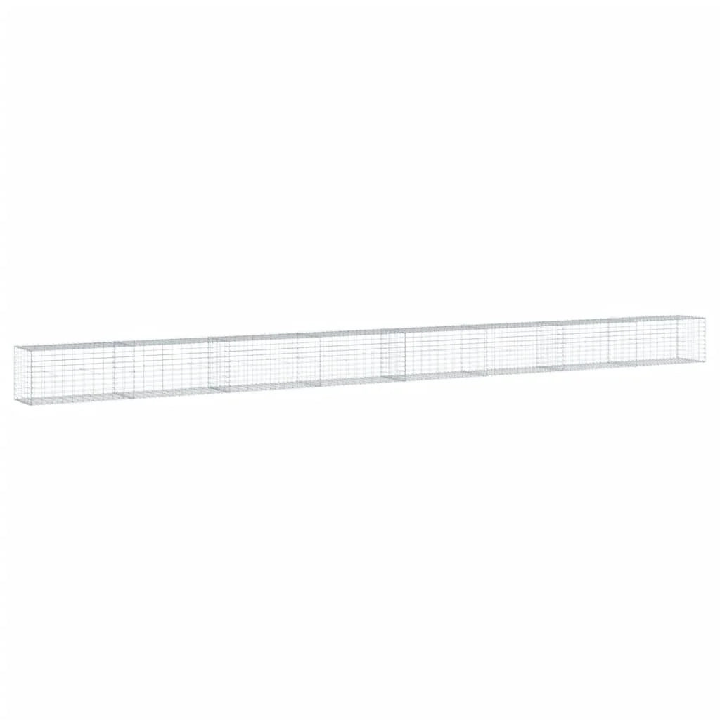 Gabbione recinto a gabbia muro di contenimento con coperchio 800 x 50 x 50 cm ferro zincato argento 02_0040206