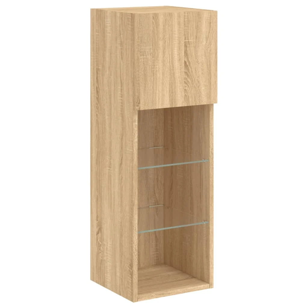 Mobile TV multimediale scaffale TV credenza mobile TV per sala da pranzo soggiorno camera da letto con luci LED 2 pezzi rovere Sonoma 30,5 x 30 x 90 cm marrone 02_0028874