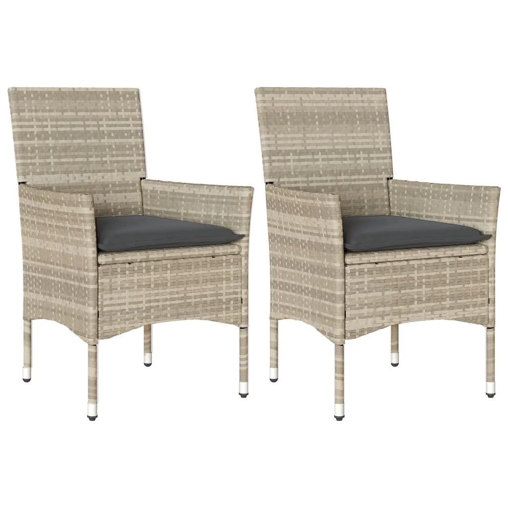 Sedie da Giardino con Cuscini 2 pz Grigio Chiaro in Polyrattan 368114