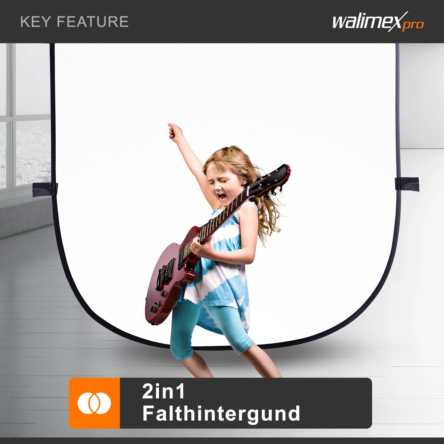 Fondale fotografico pieghevole 2in1 bianco/nero 150 x 200 cm, con moschettoni e borsa da trasporto, per studio fotografia