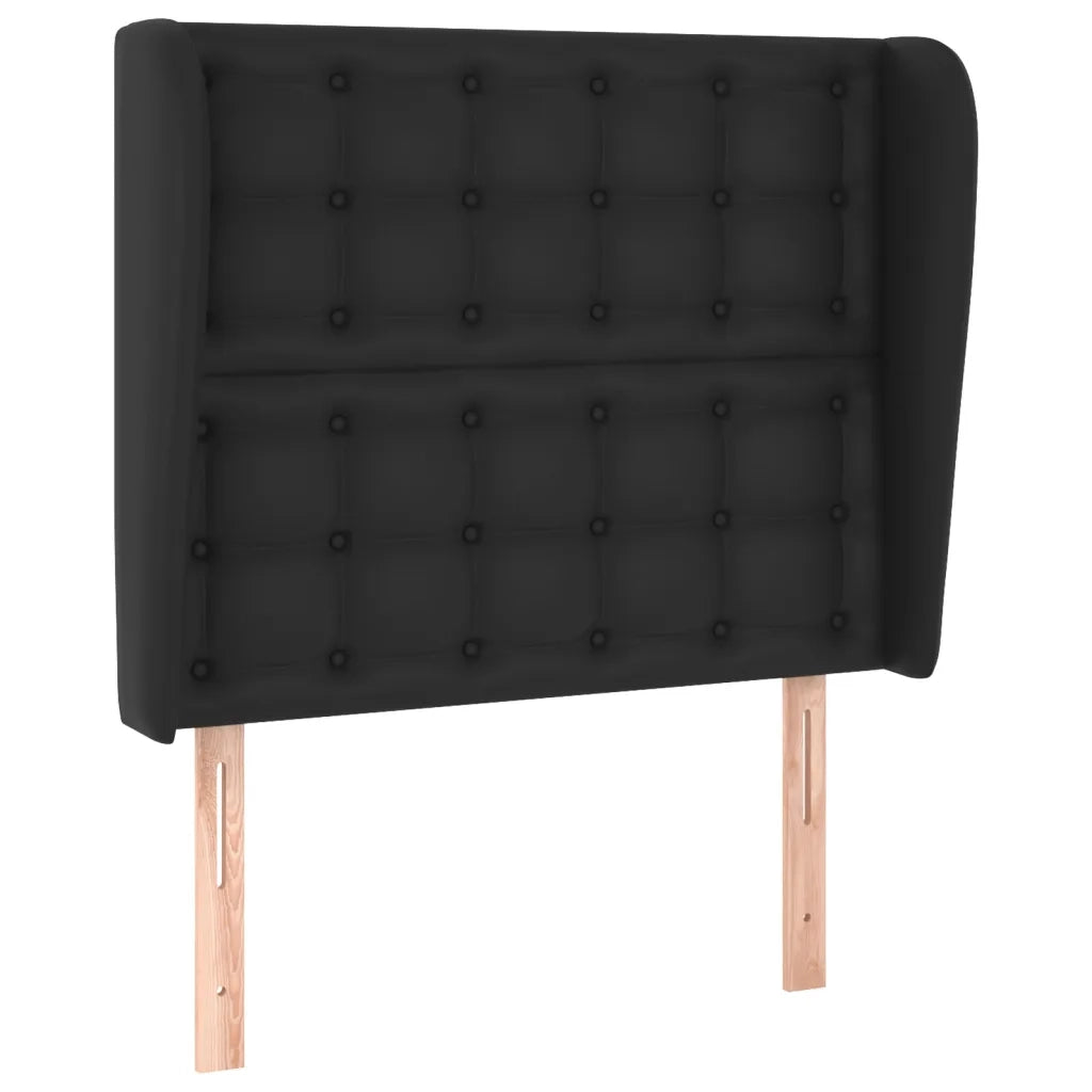 Testiera | Testata ad Orecchio Nera 83x23x118/128 cm in Similpelle
