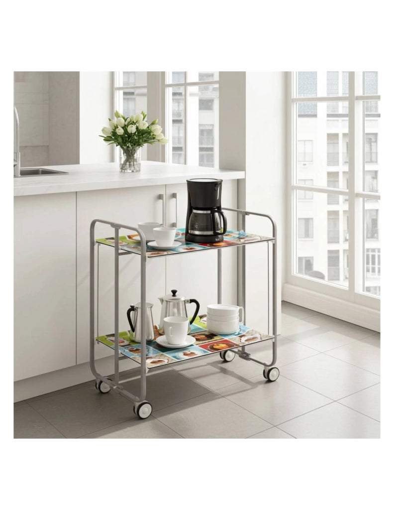 Carrello da cucina pieghevole grigio con ruote BAUHAUS 2 ripiani