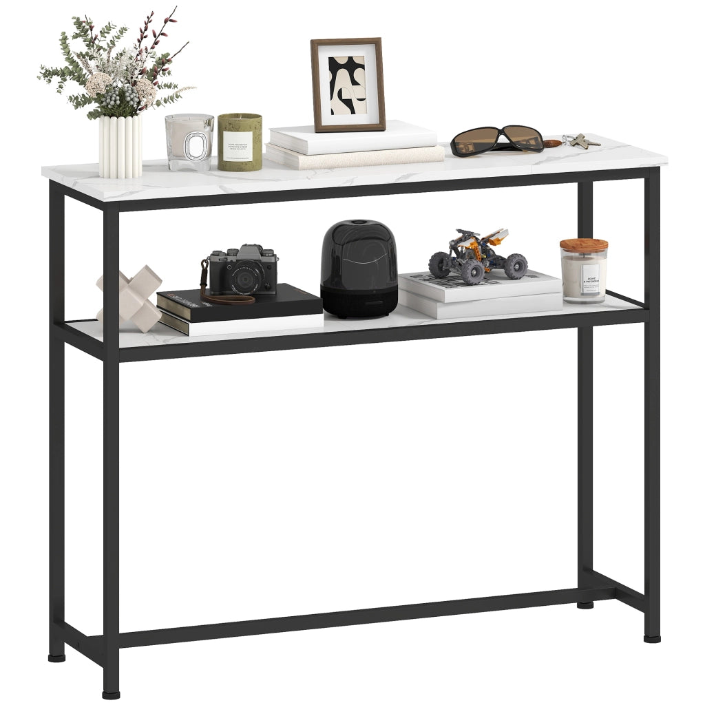 Consolle Ingresso Slim ¨C Xylo ¨C Marmo Bianco Metallo 100x30x81 cm