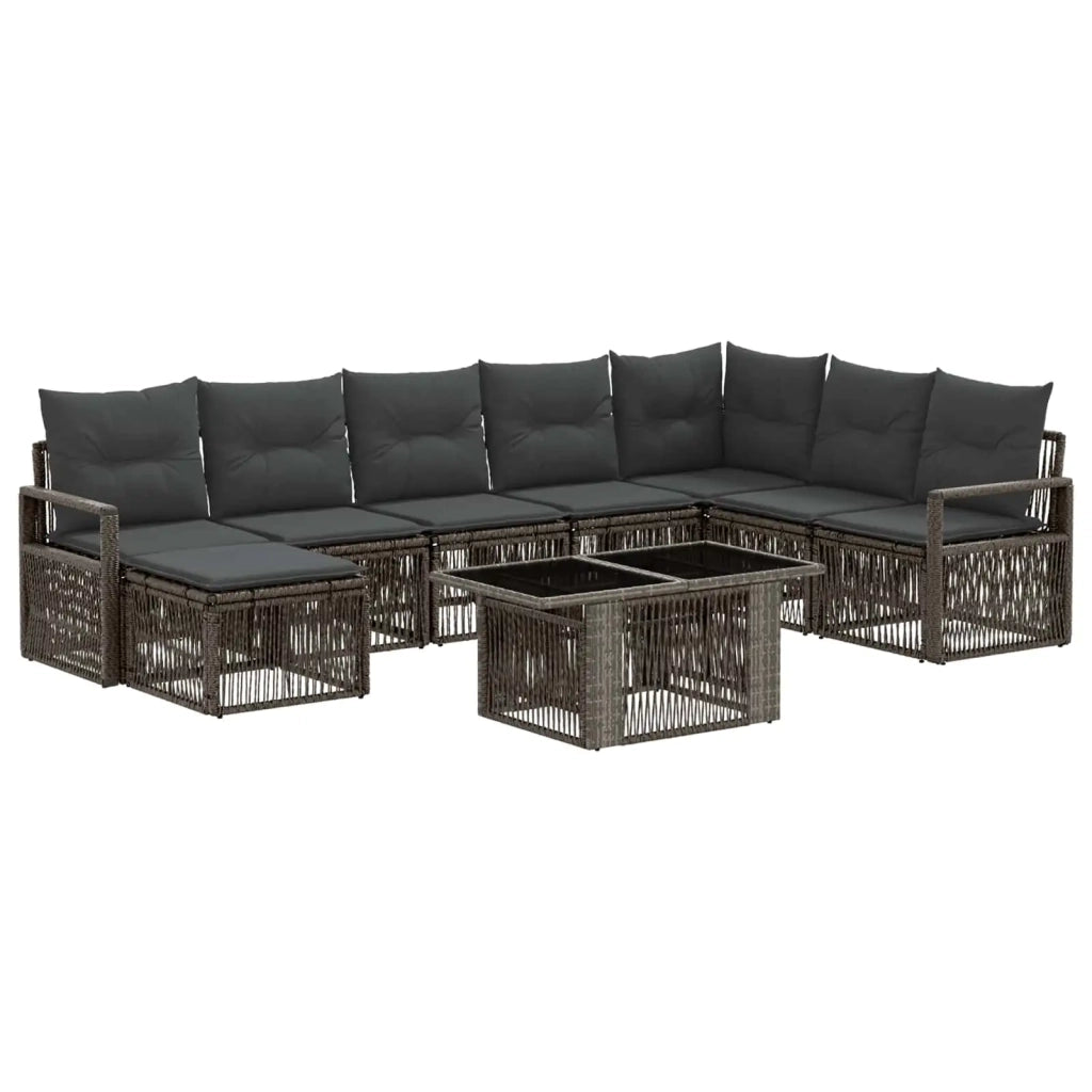 Set Divano da Giardino 9 pz Grigio e Grigio Scuro polyrattan 3437141