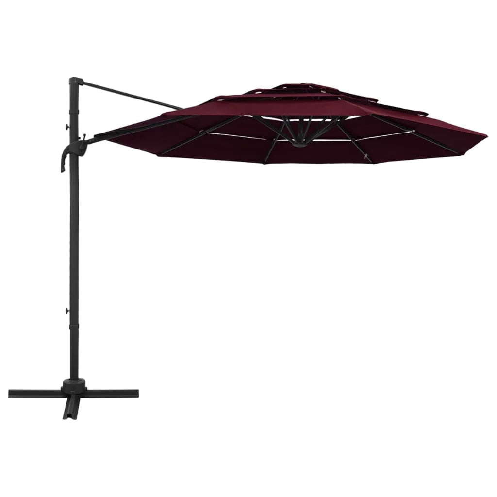 Ombrellone a quattro livelli con palo in alluminio 3 x 3 m bordeaux 02_0008789