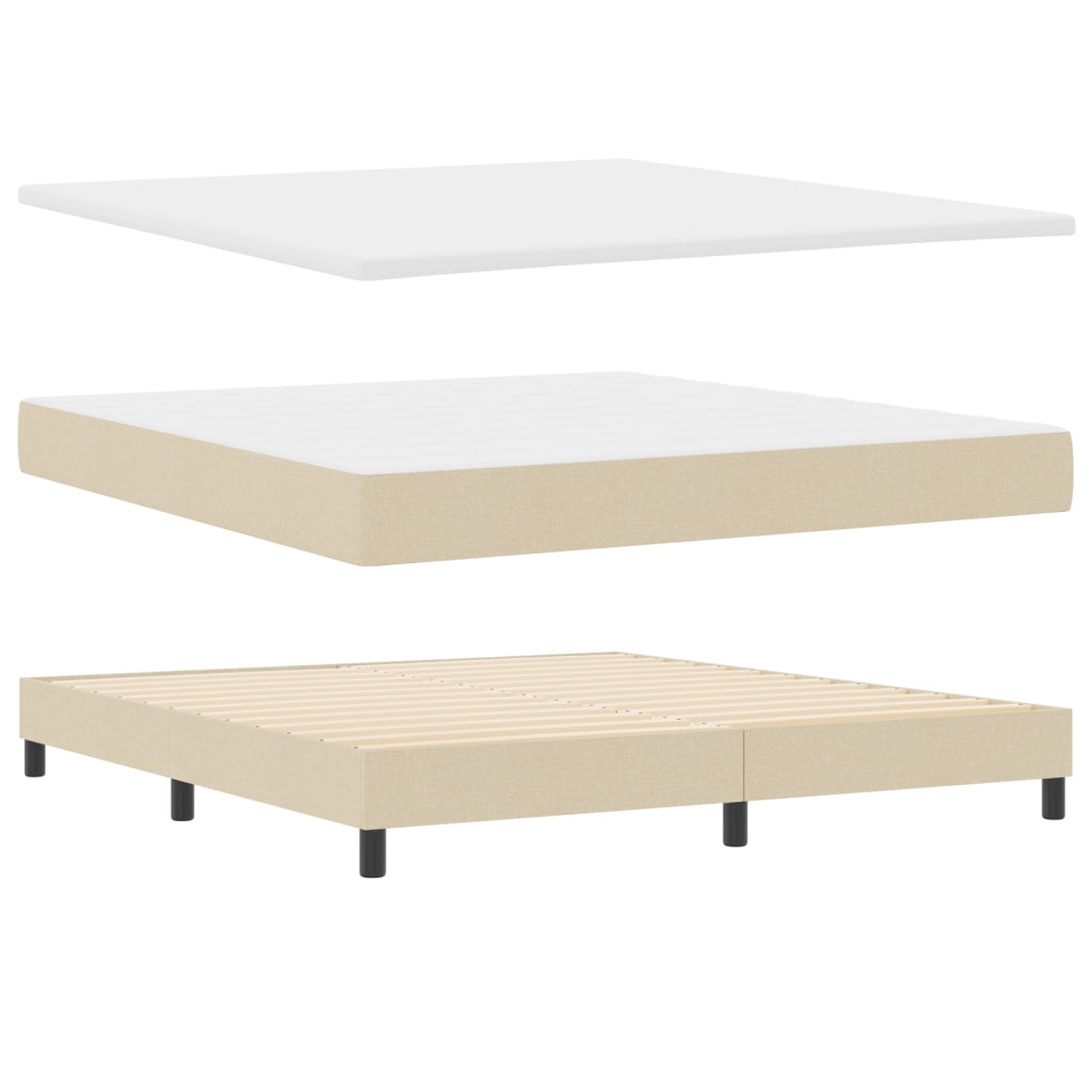 Letto Box Spring con Materasso Crema 180x200 cm Tessuto
