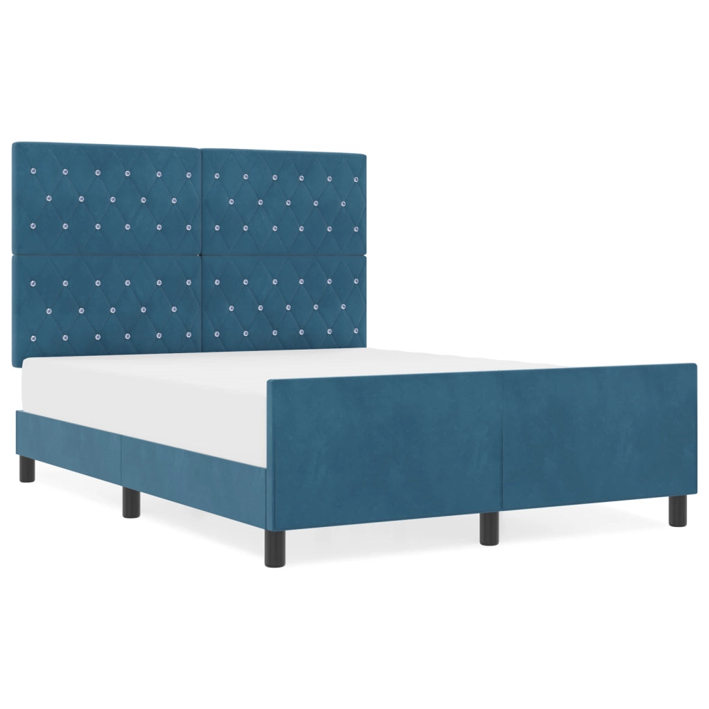 Struttura Letto in Velluto Blu Scuro 140x200 cm