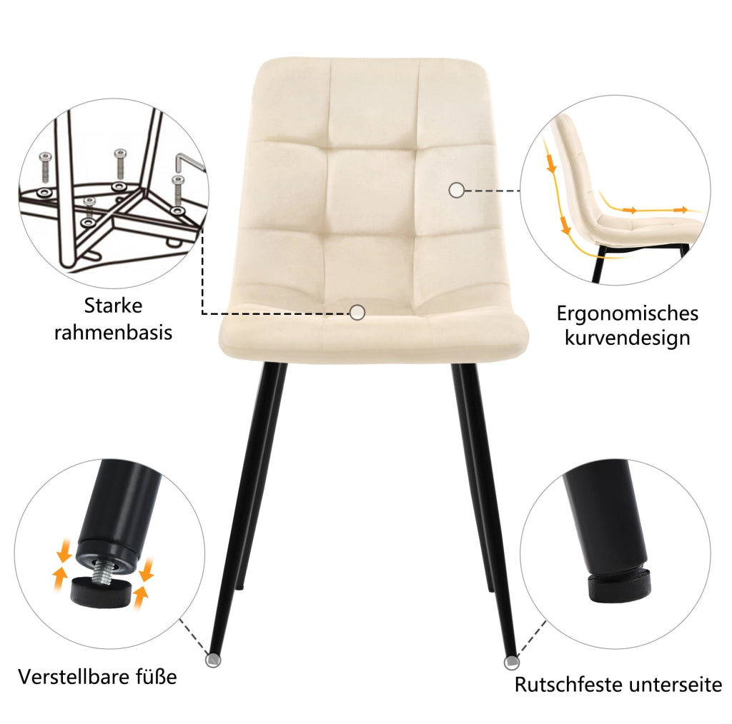 Set di 4 sedie da pranzo imbottite in velluto