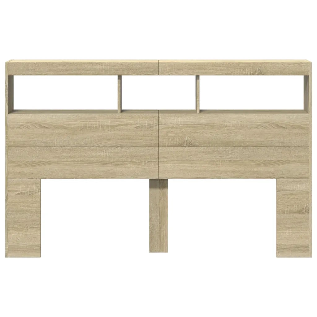 Testiera | Testata con Contenitore a LED Rovere Sonoma 160x17x102 cm