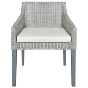 Sedia da Pranzo con Cuscino Grigio in Rattan Naturale 325491