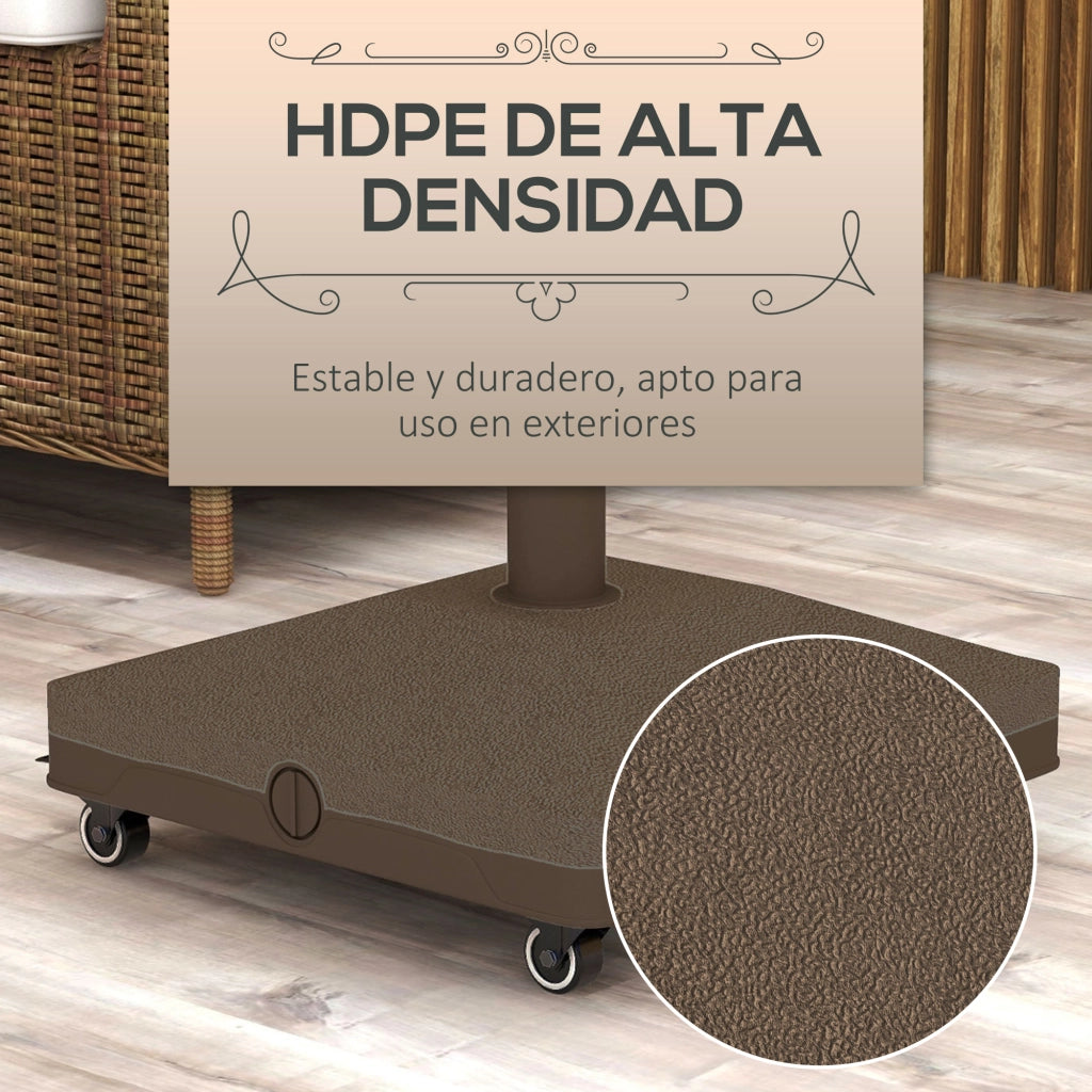 Base per Ombrellone con Ruote ¨C zephmum ¨C Marrone, Resina, Riempibile Sabbia/Acqua