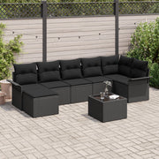 Set di divani da giardino 8 pezzi con cuscini Beige Polyrattan