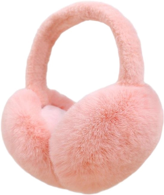 Orecchino invernale regolabile, finto pelo, orecchino a maglia, stile femminile, orecchino invernale alla moda, adatto per la maggior parte delle cuffie per telefono, rosa
