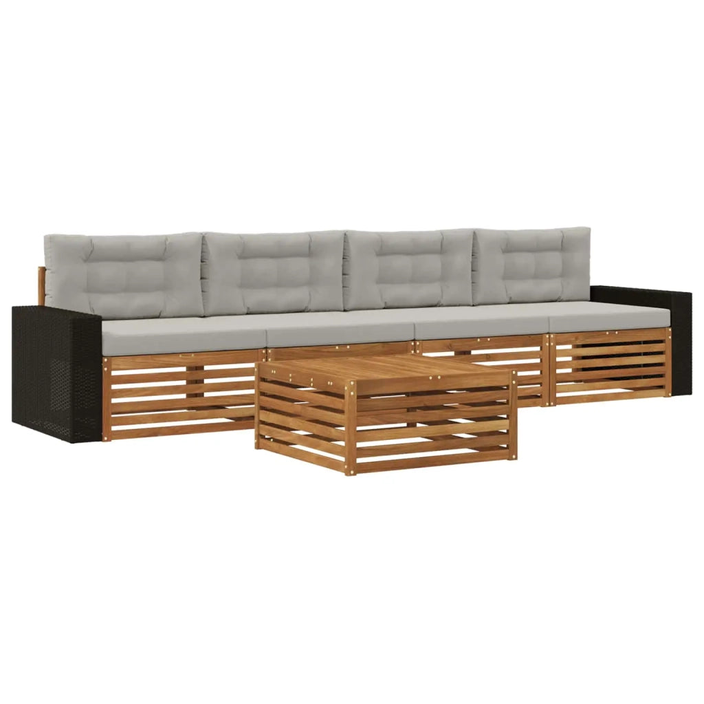 Set di divani da esterno 5 pz Naturale e Grigio Chiaro 3383004