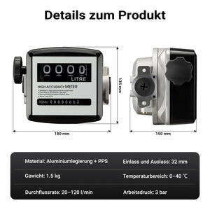 Contatore per pompa gasolio diesel 3,5 bar 20-120 l/min 25,4 mm indicatore flusso