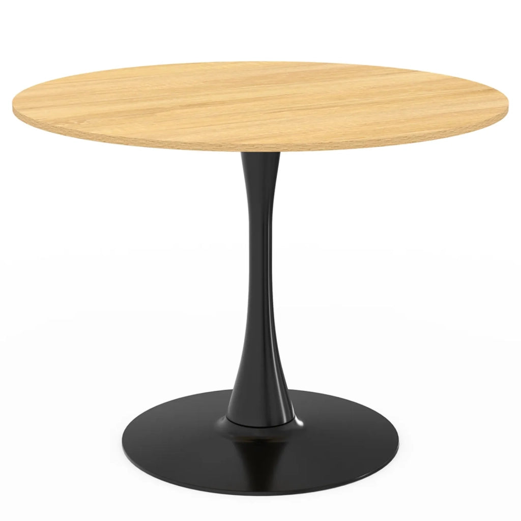 IDMarket - DALIA Mesa de comedor para 6 personas con patas de madera y tulipán negro 110 cm