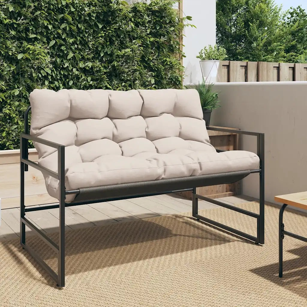 Panchina da Giardino | Panca da Giardino con Cuscino Tortora 113 cm in Acciaio