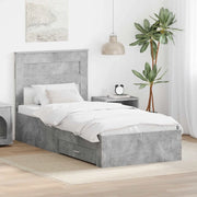 Struttura del letto con testiera Grigio cemento 90 x 190 cm