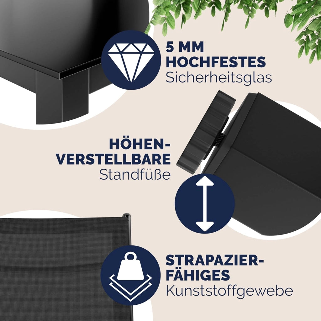 ® Tavolo e Sedie da Giardino Alluminio Bern 7 pz Schienale Regolabile Set da Pranzo Esterno