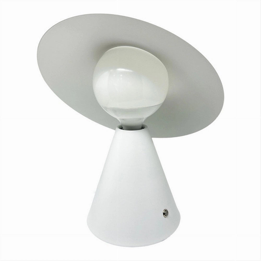 Trade Shop - Lampada Da Tavolo Decorativa Con Paralume A Cappello Orientabile Lume E27 D13 - Bianco